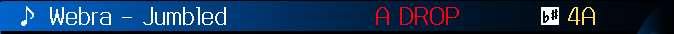 Title bar with the next cue's name: A DROP in red